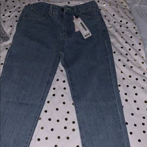 Petite high rise straight leg jeans